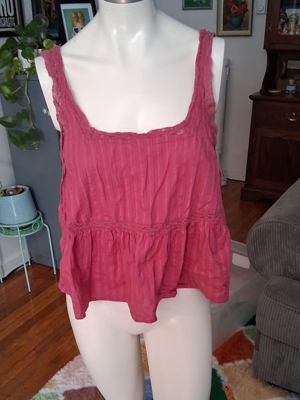Women’s Rose-Pink Sleeveless Peplum Tank Top